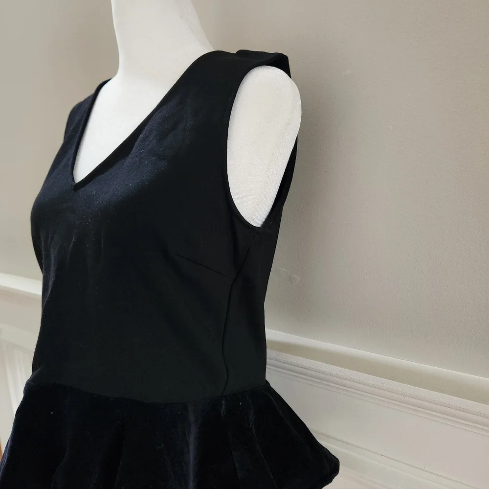 J. Crew Black Sleeveless Peplum Blouse With Velvet Trim
